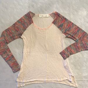 Vintage Havana rainbow long sleeve waffled top